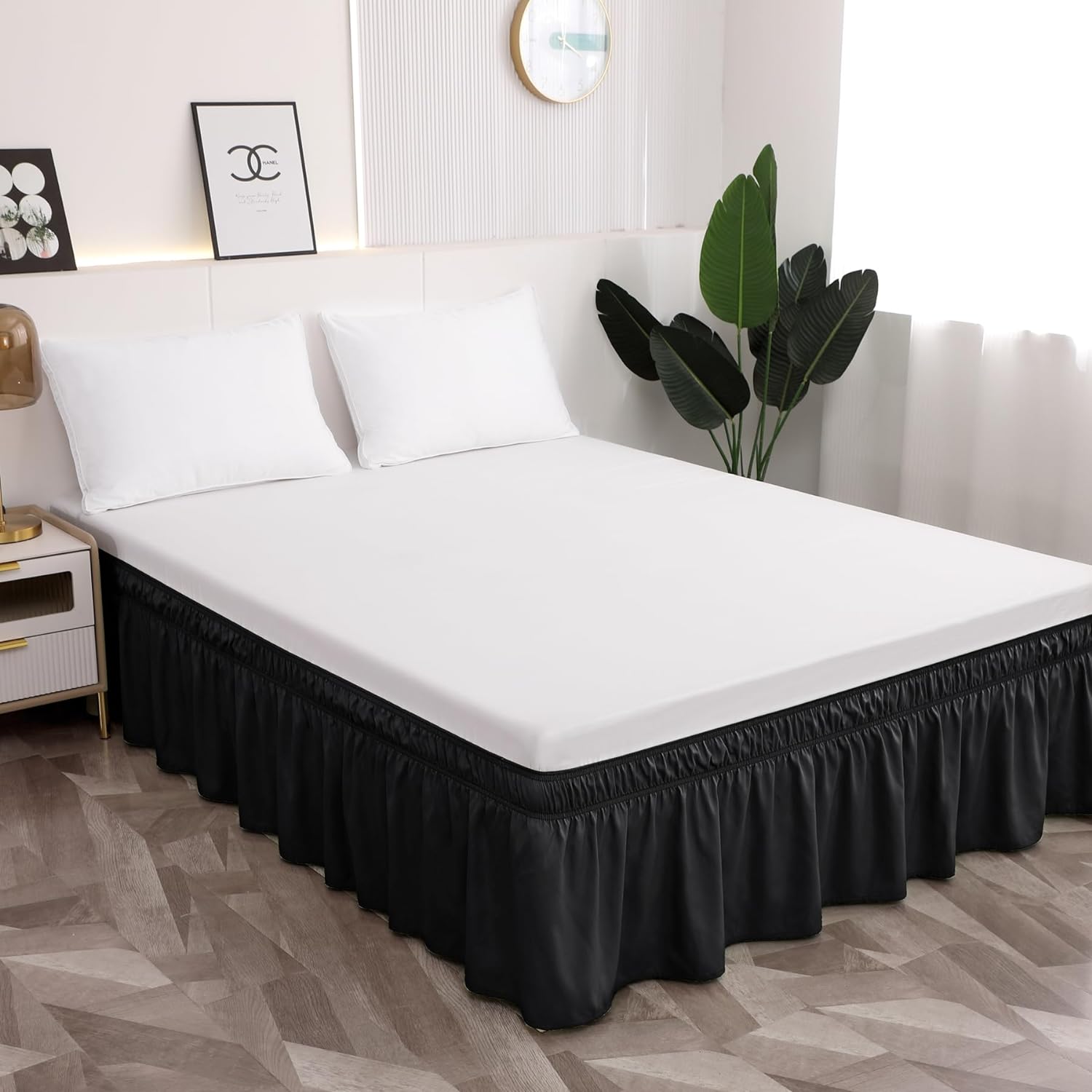 Toodou black wrap around bed skirt front view