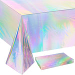 Ohome 4 pack iridescent plastic tablecloths front view