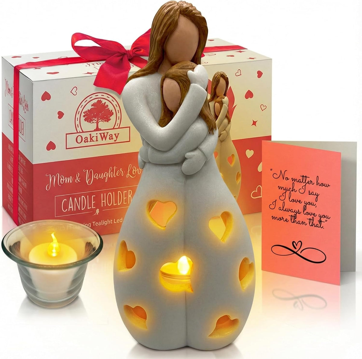 OakiWay mother daughter candleholder statue front view