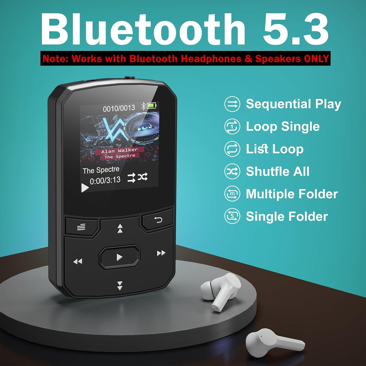 RUIZU portable music player side profile highlighting compact dimensions