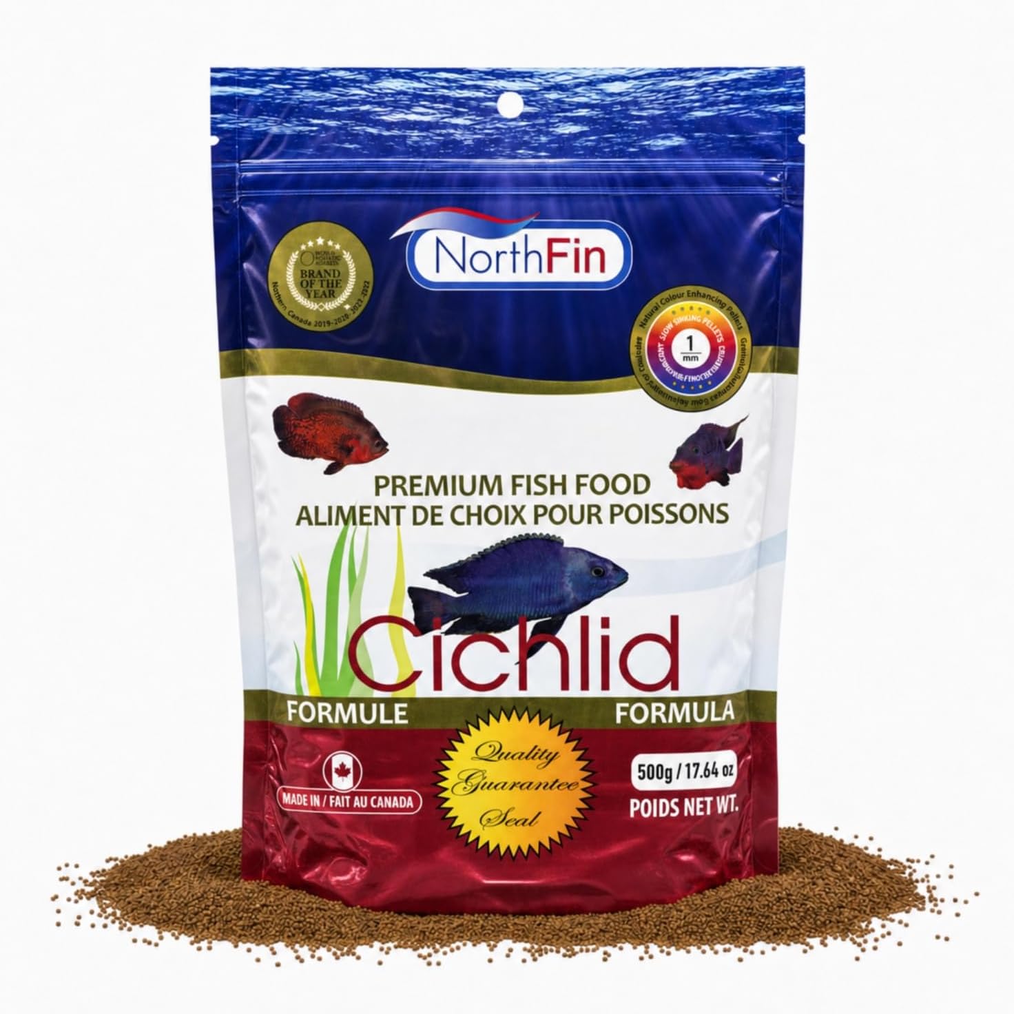 Northfin cichlid fish food front view packaging 500g