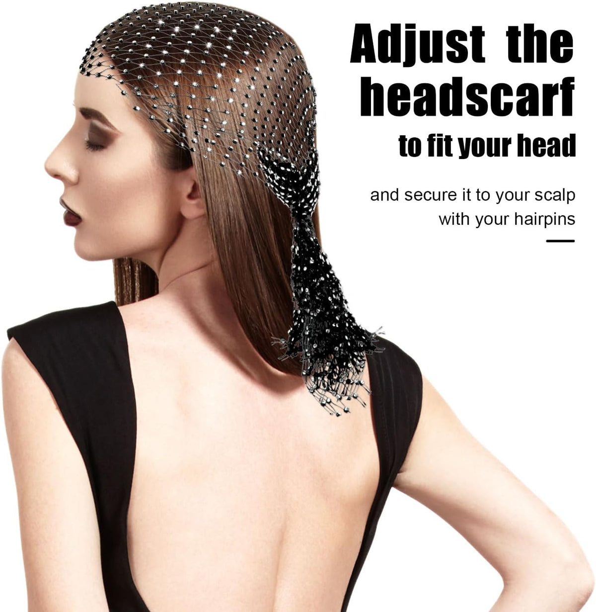 NQEUEPN elastic wide head wrap worn on model