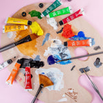 Close up of individual 12ml acrylic paint tubes from Mont Marte