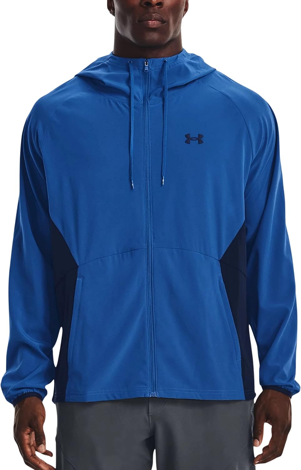 Under Armour Men's UA Stretch Woven Hooded Jacket front view performance outerwear