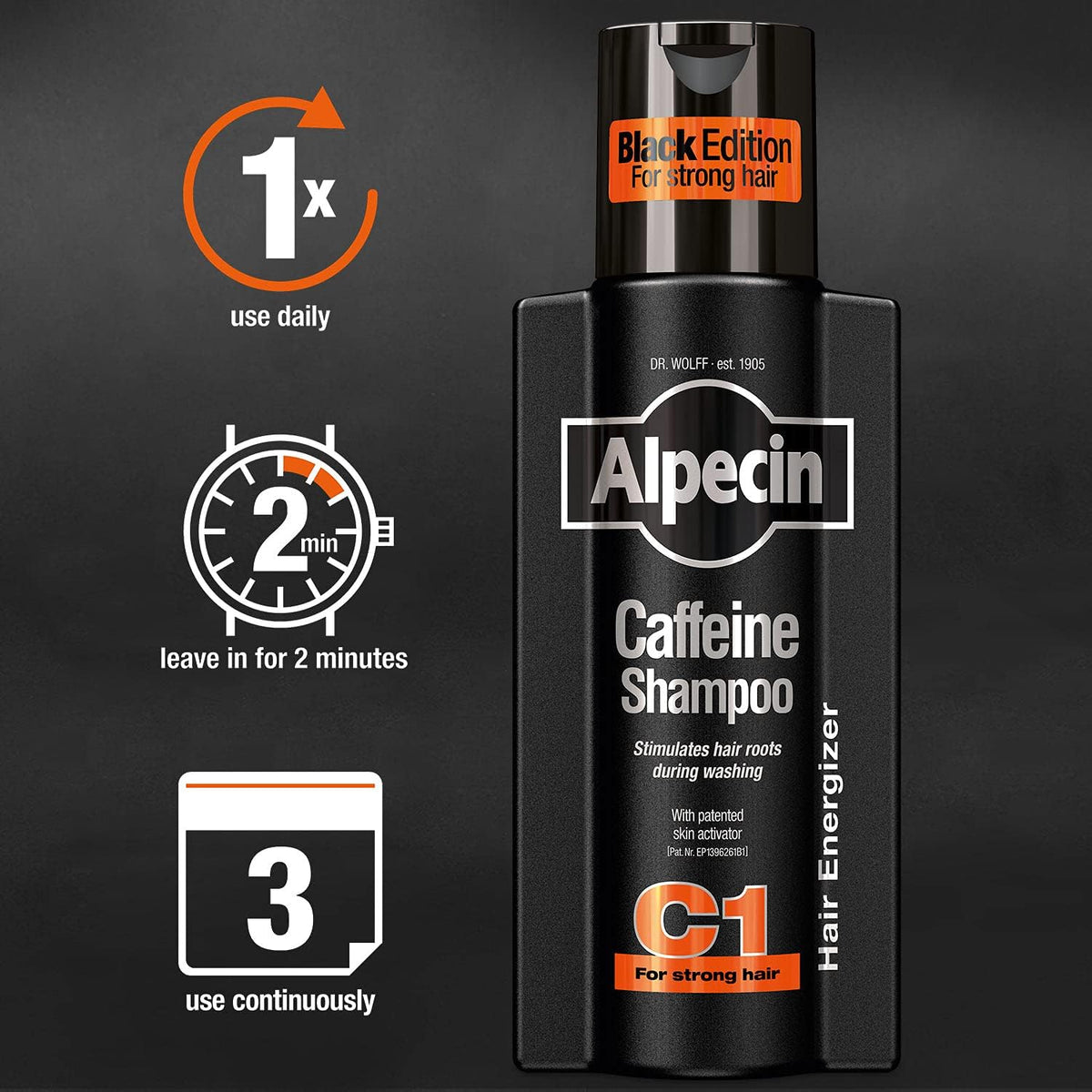 Alpecin hair growth shampoo top cap angle