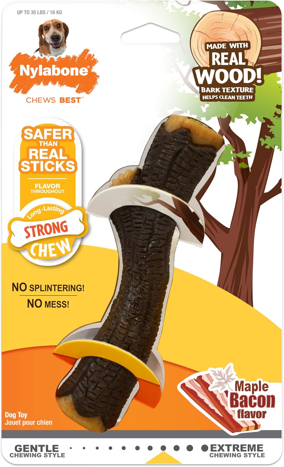 Safe alternative to tree branches dog toy