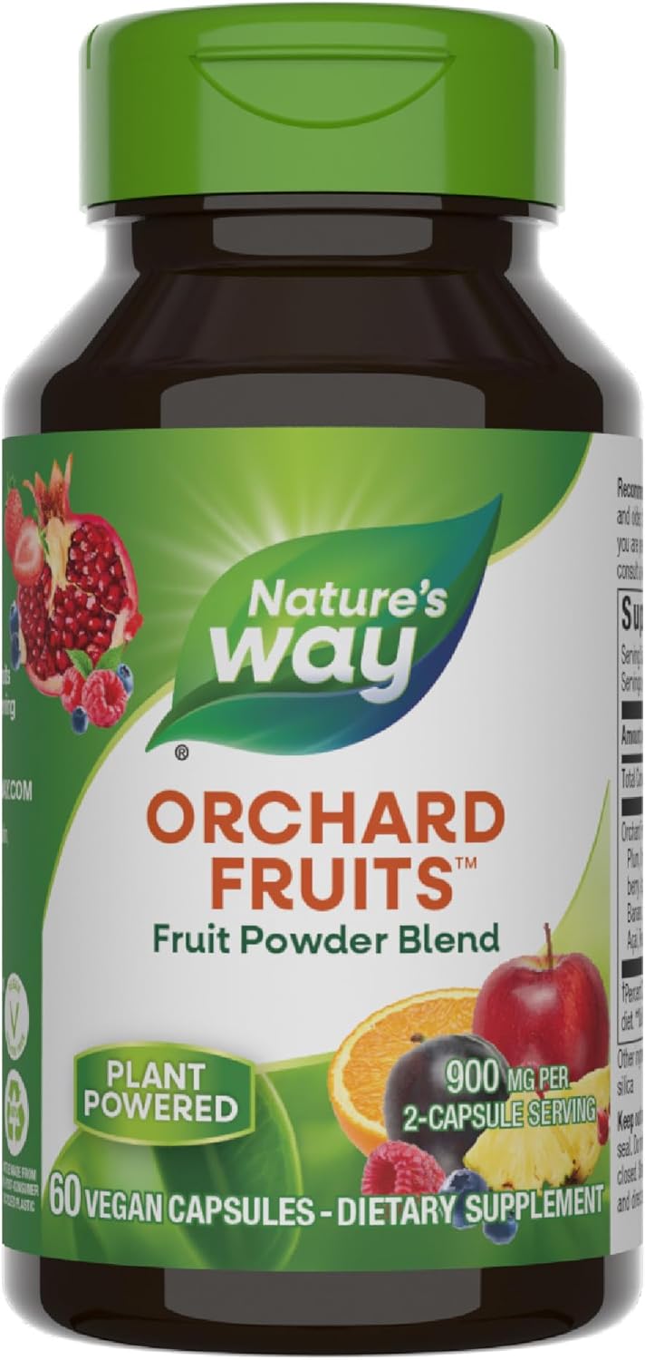 Nature's Way Orchard Fruits 60 vegan capsules front bottle view for daily health
