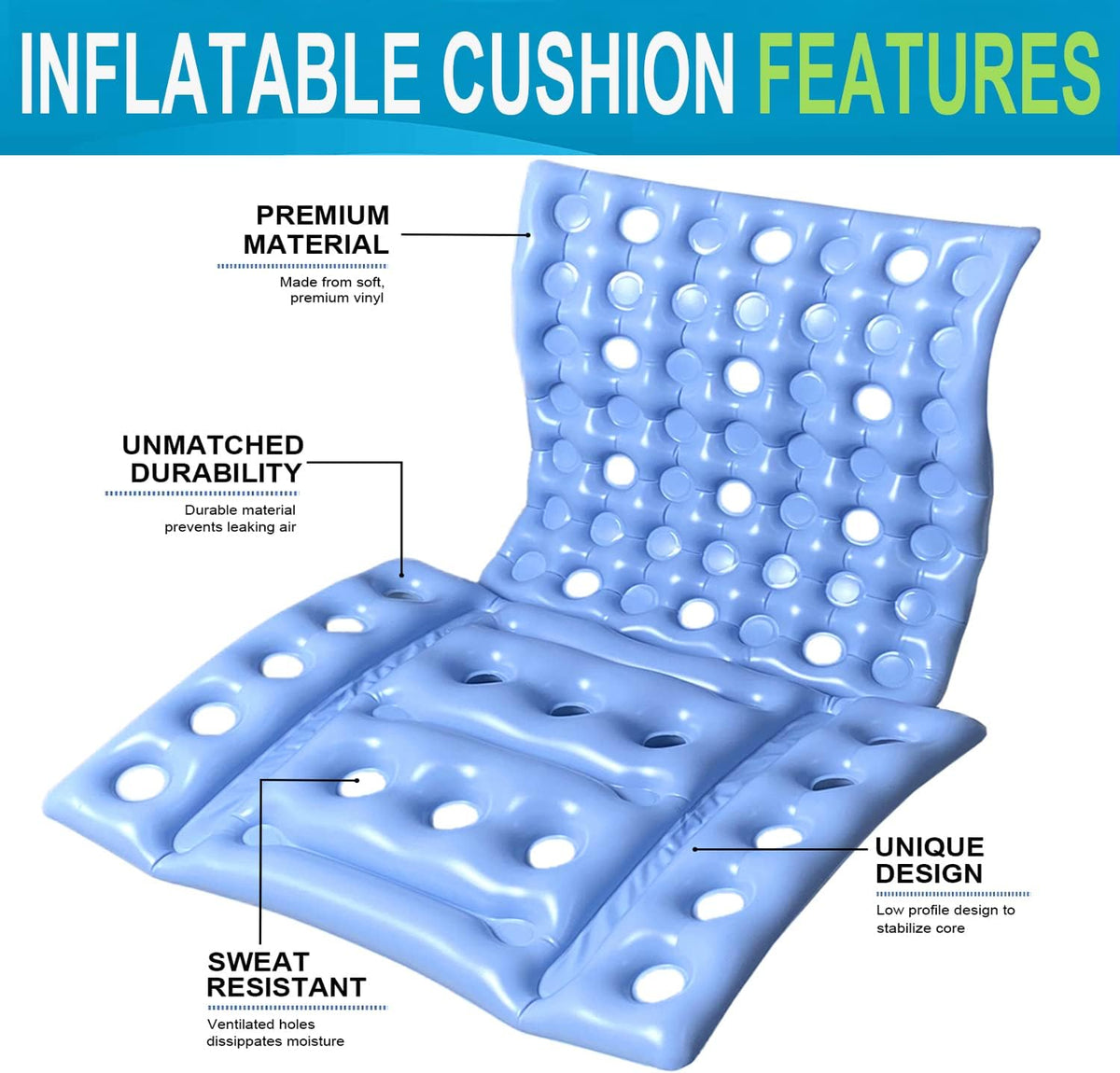 Helishy waffle cushion showing integrated backrest design