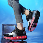 Ehauuo unisex roller sneakers side profile with retractable wheels