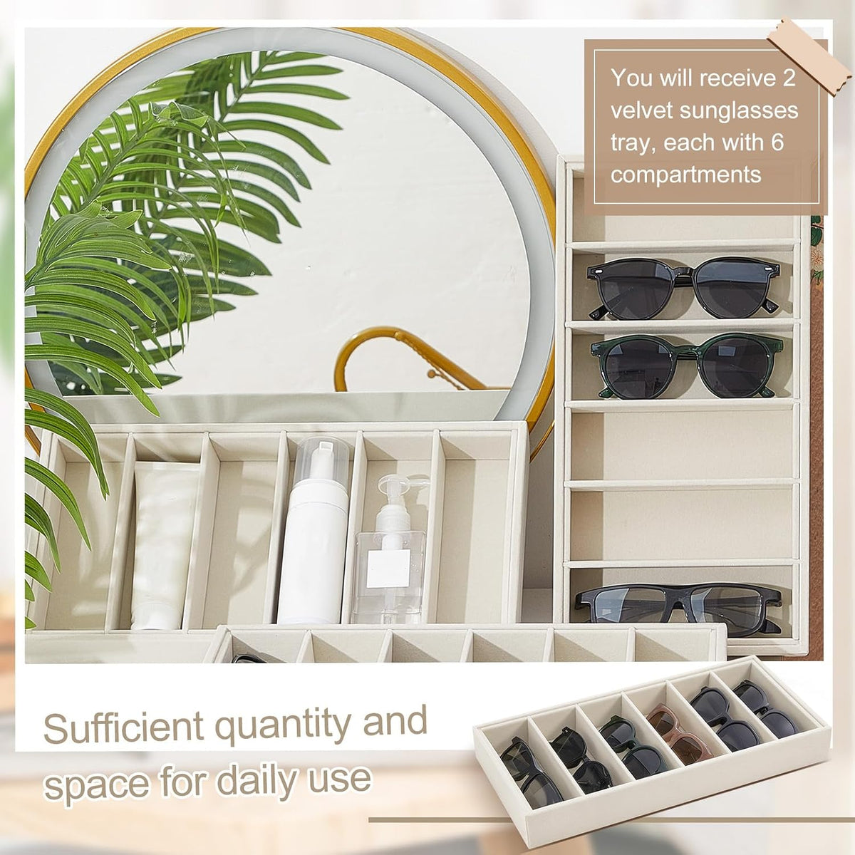Juexica glasses organizer tray inside a wardrobe drawer