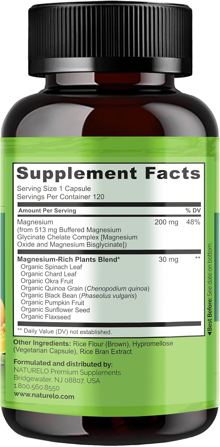 Naturelo magnesium glycinate chelate complex label details