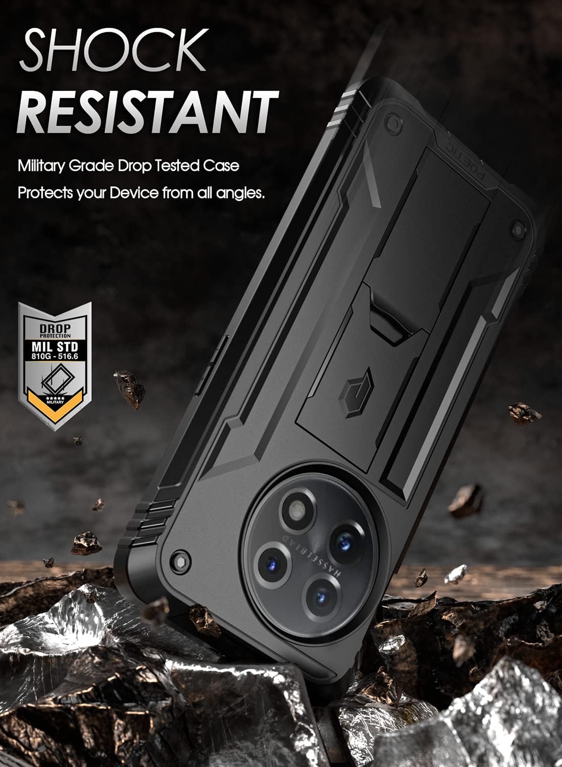 Poetic Revolution Case Compatible with OnePlus 11 5G 6.7 inch (2023 Release), Full-Body Rugged Shockproof Heavy Duty Protective Cover with Kickstand and Built-in Screen Protector, Black - Image 5