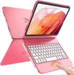 TQQ Touch iPad keyboard case front view showing trackpad and watermelon red color layout.