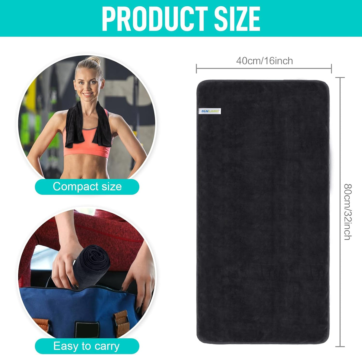 Sinland workout sweat towel folded stack
