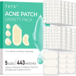 TKTK Hydrocolloid Pimple Patches 443 Count front view packaging highlighting multi-size acne stickers.
