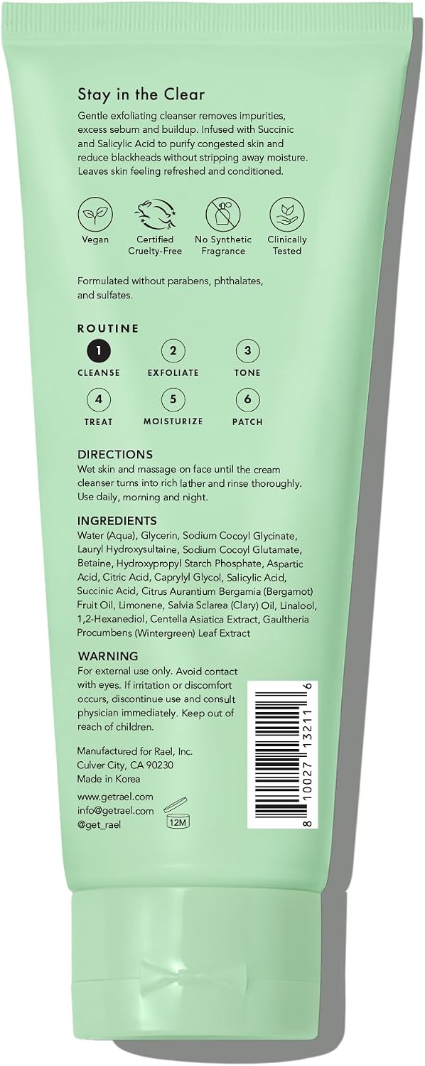 Rael Face Mask, Miracle Clear Clay Mask - Deep Pore Cleanser with Tea Tree & Gentle Exfoliation for Blackheads, Korean Skin Care (3.4 fl oz) - Image 9