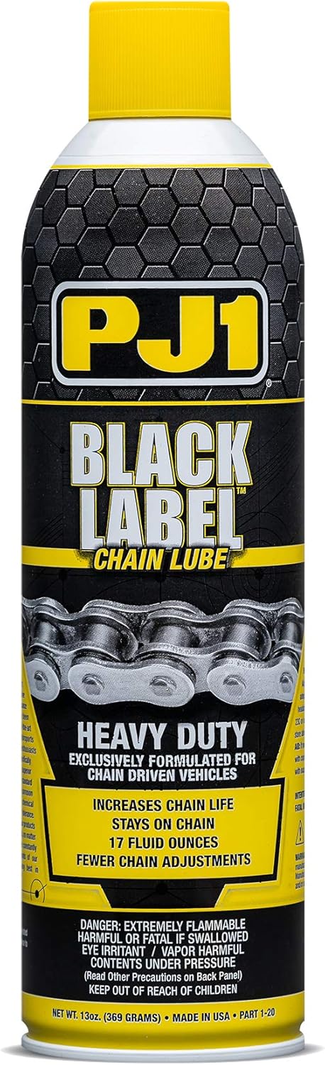PJ1 1-20 Black Label Heavy Duty Chain Lube 13 Ounce front view aerosol spray can