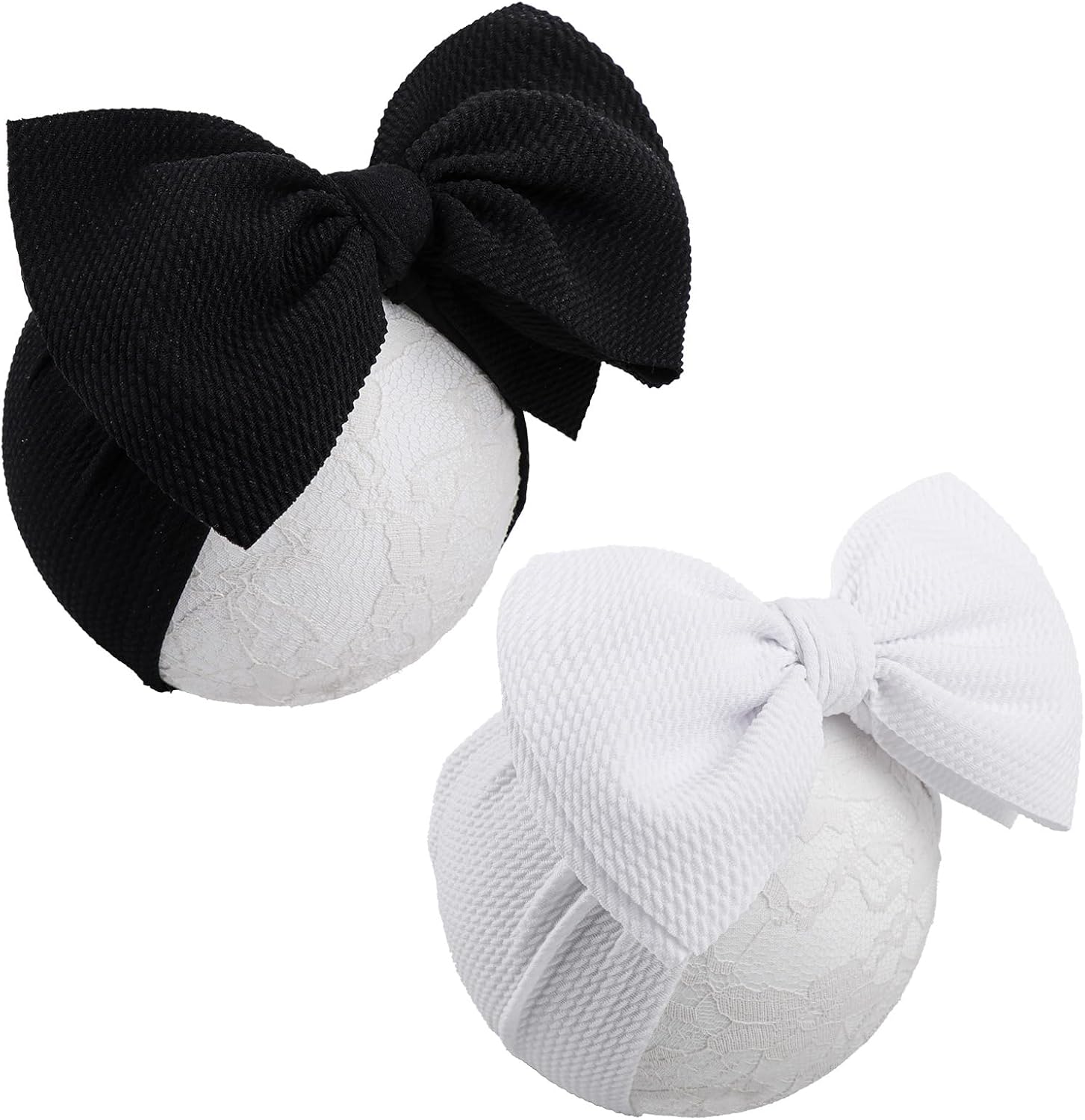 YanJie baby big bow headbands black and white set front view