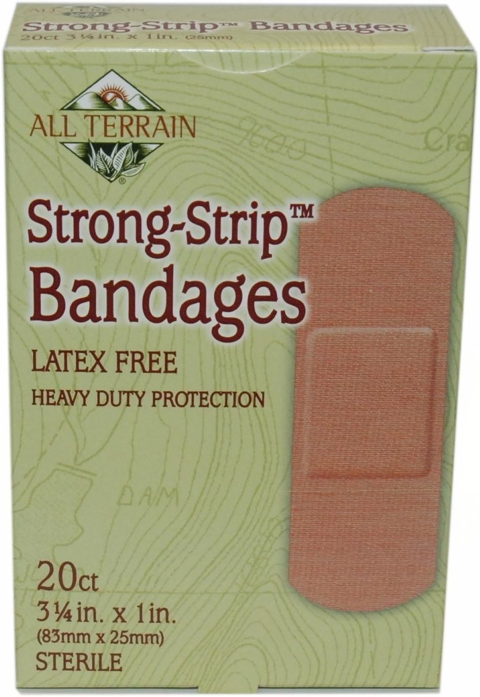 All Terrain Strong Strip Bandage 20 count front view heavy duty medical adhesive strips