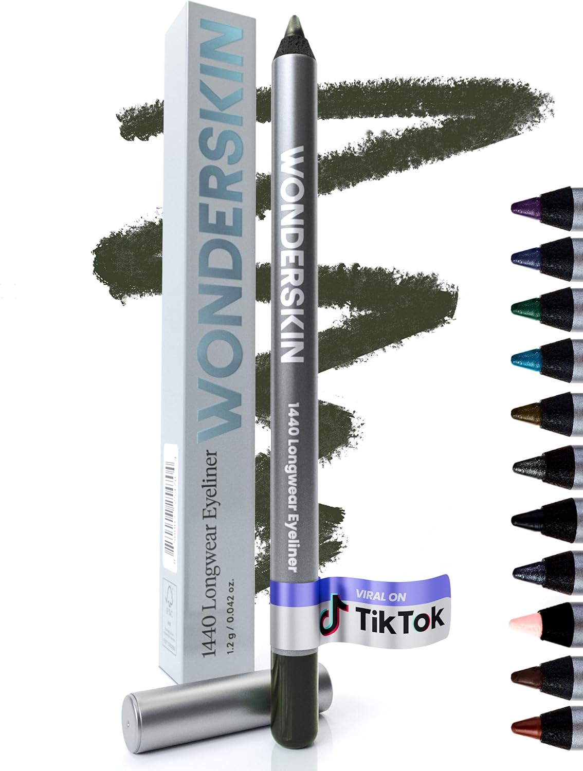 Wonderskin 1440 Longwear Eyeliner Pencil Olive front view waterproof cosmetic product