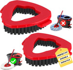 Tidy Monster scrub brush replacement head front view showing red plastic base and stiff white bristles