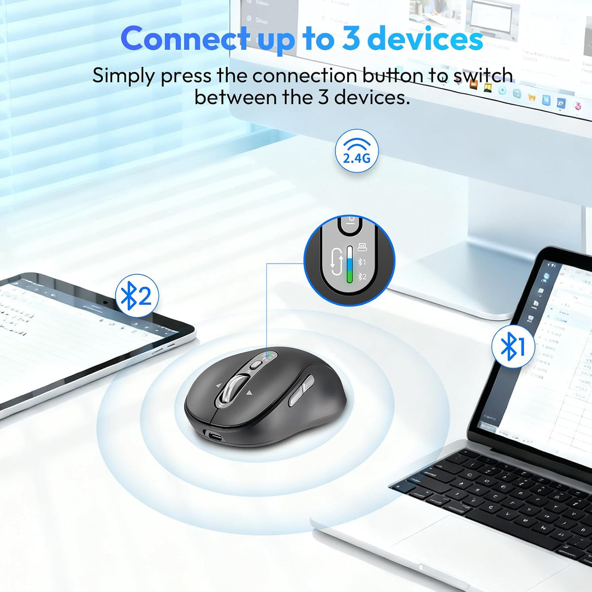 CITLLA multi-device mouse side profile showing scroll wheel
