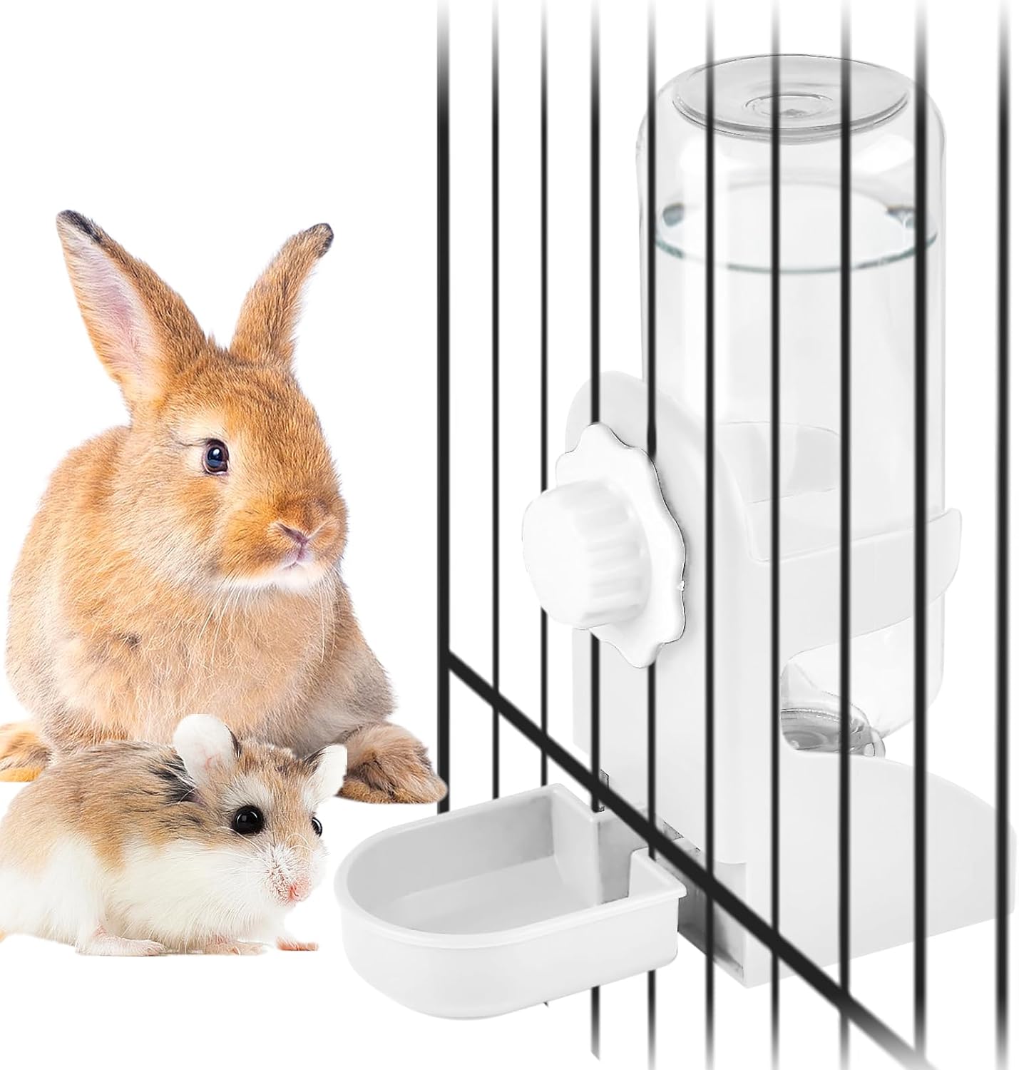 kathson Rabbit Water Dispenser for Cage 17 Oz Hanging Guinea Pig Water Bottle No Drip Gravity Automatic Bunny Water Bottle No Leak Small Animal Water Bottle for Chinchilla Ferret HamsterWhite - Image 1