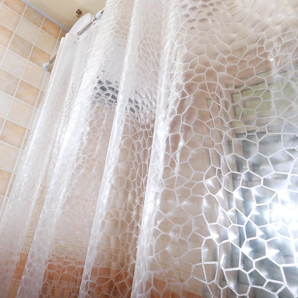 AooHome clear EVA shower curtain 3D pattern close up