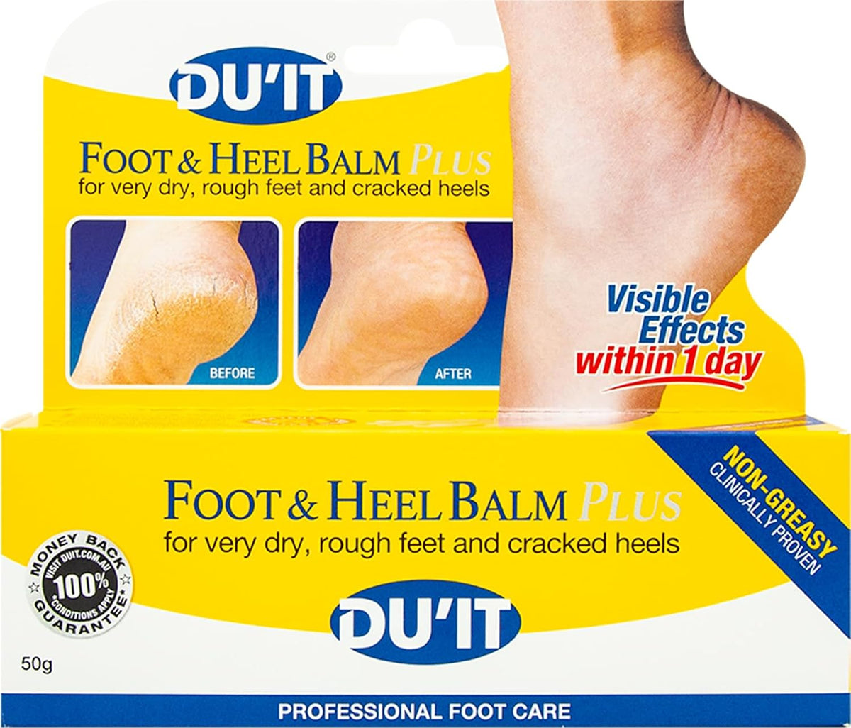 DU'IT Foot and Heel Balm Plus front view packaging tube