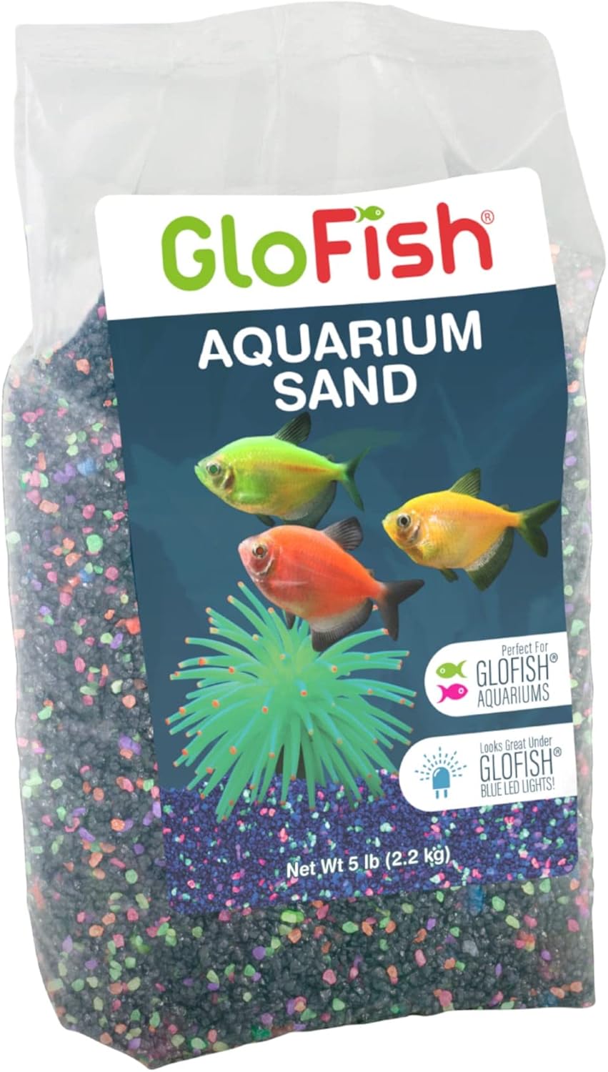 GloFish Aquarium Sand 5 Pounds Black With Highlights front view