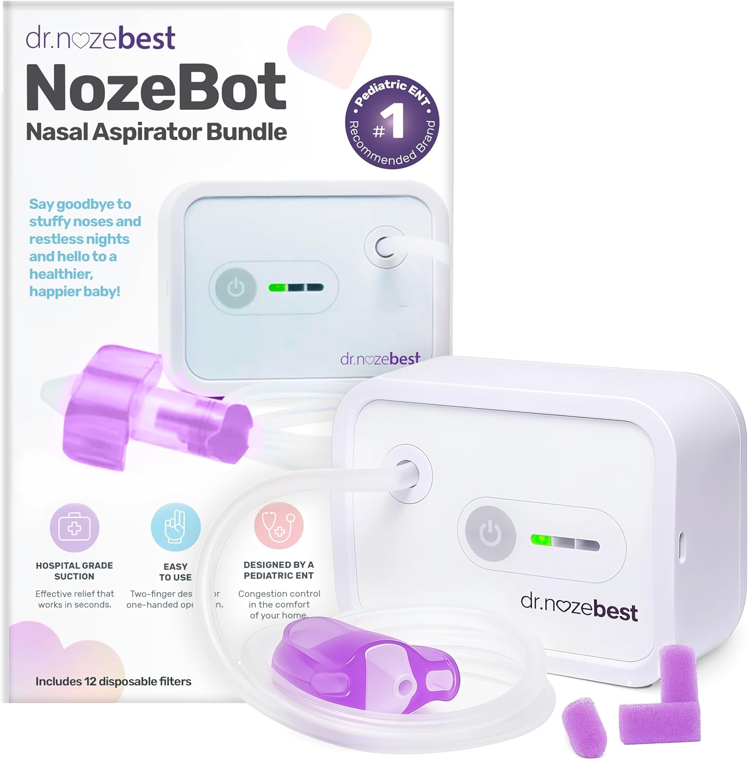 Dr. Noze Best NozeBot electric baby nasal aspirator front view