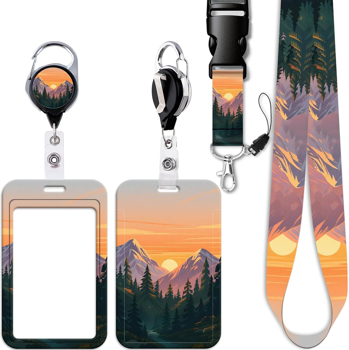 Cool Black ID Badge Holder Lanyard & Retractable Badge Holder Reel Cute Key Lanyard for Women Men Girls Teens Kids for ID Badges Keys(Goth Moon Sun) - Image 13