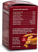 Back label of Fluker's Repta Boost showing nutritional information and directions for reptile care.