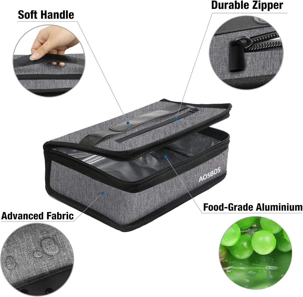 Aosbos Small Insulated Lunch Bag,Compact Lunch Box For Work & Office - Image 4