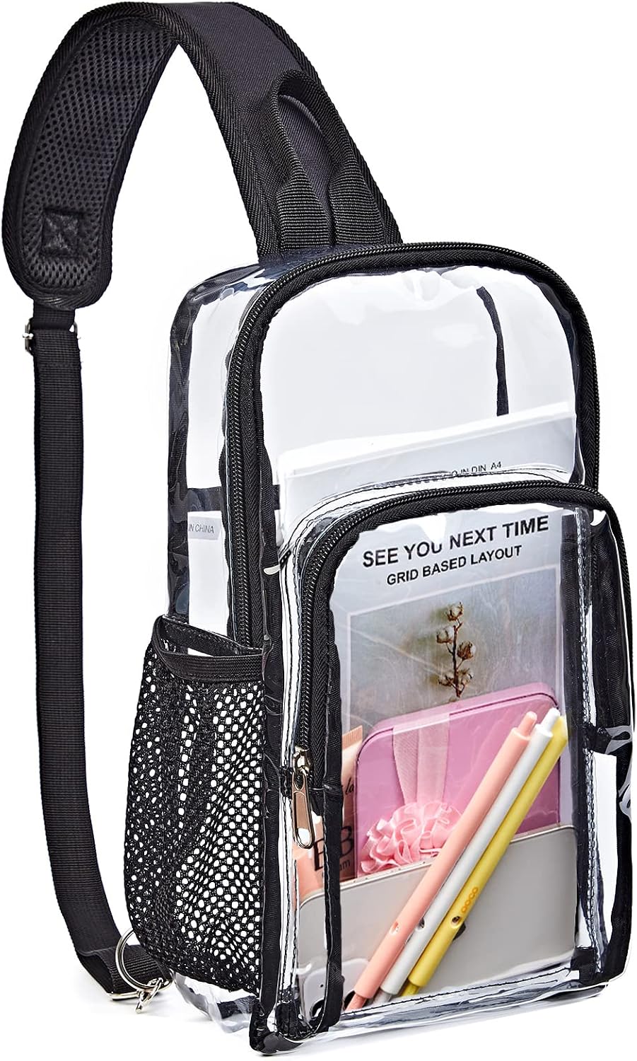 Edraco transparent shoulder backpack side angle