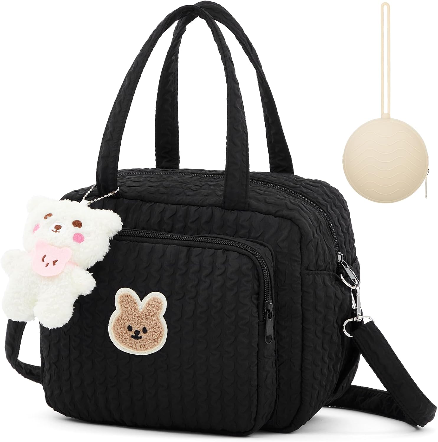 Lushandy small diaper bag tote in black front view