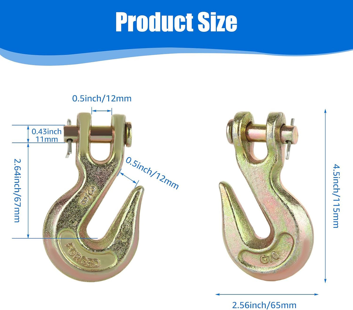 JMIATRY heavy duty chain hook side angle