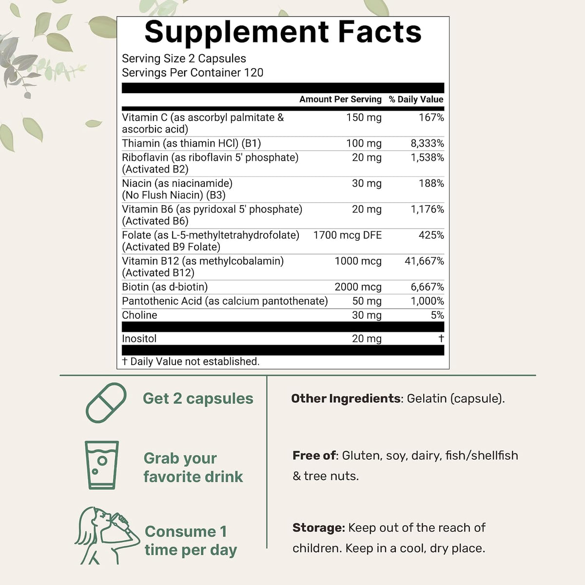 Micro Ingredients B complex supplement label nutritional facts