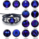 NORLSO black leather zodiac bracelet close up on charm