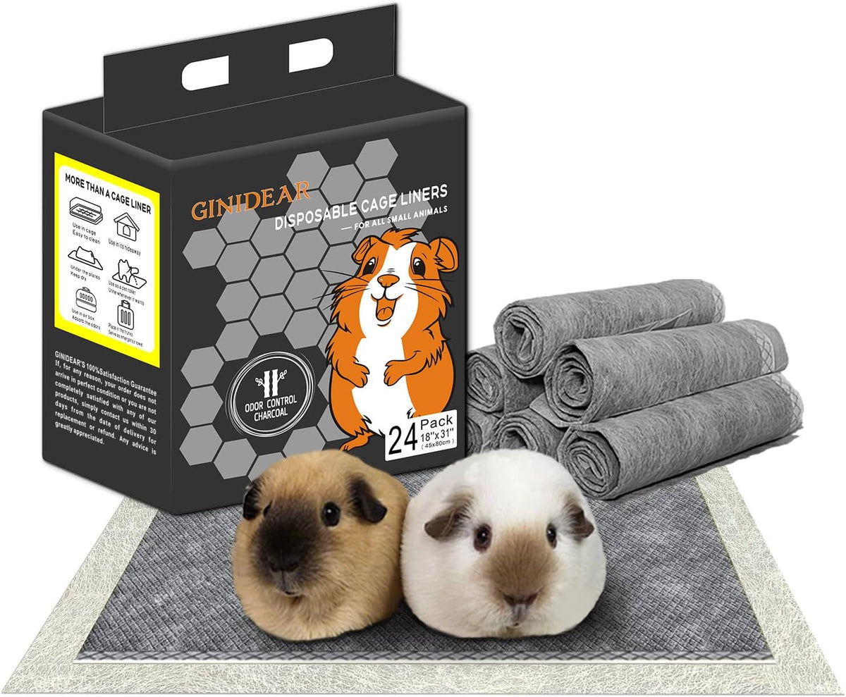 Guinea Pig Bedding, Disposable Guinea Pig Cage Liners, Charcoal Odor Controlling Absorbent Waterproof Pee Pads for Rabbits, Hamster and Other Small Animals. 18''x24'',24 Count - Image 9