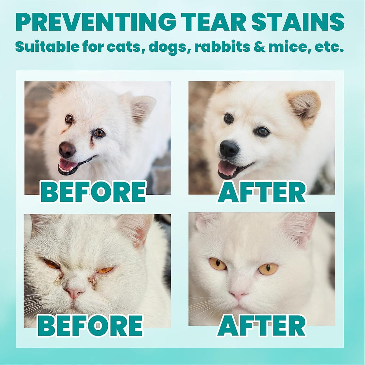 Hypoallergenic pet eye wipes infused with coconut oil and aloe vera
