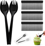 Bioudell long handle individually wrapped sporks front view pack of 50 disposable utensils