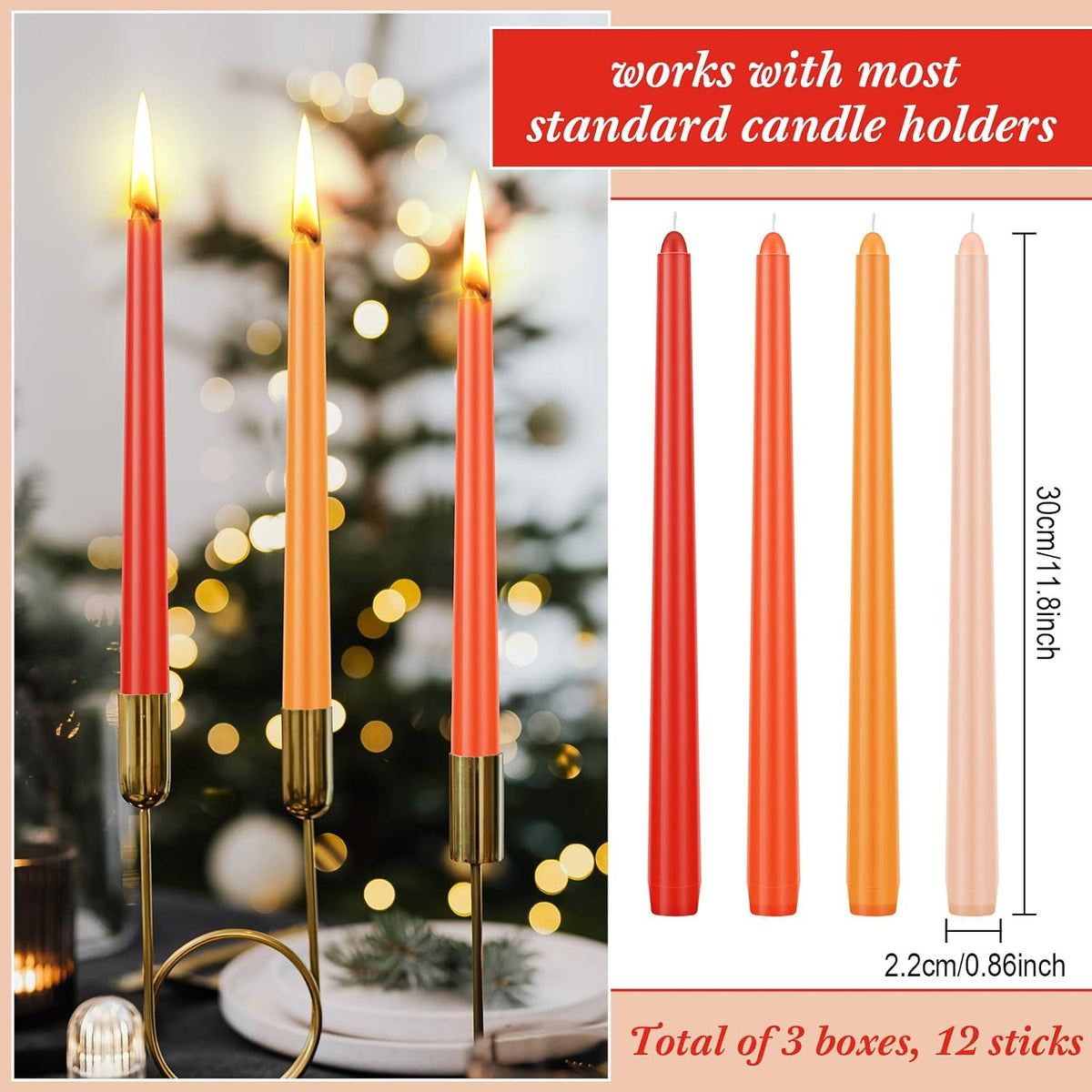 Threan 11.8 inch dinner candles set