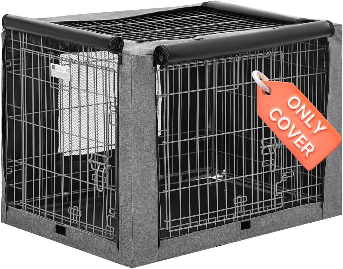 Petsfit dog crate cover front view thirty inch grey kennel cover.