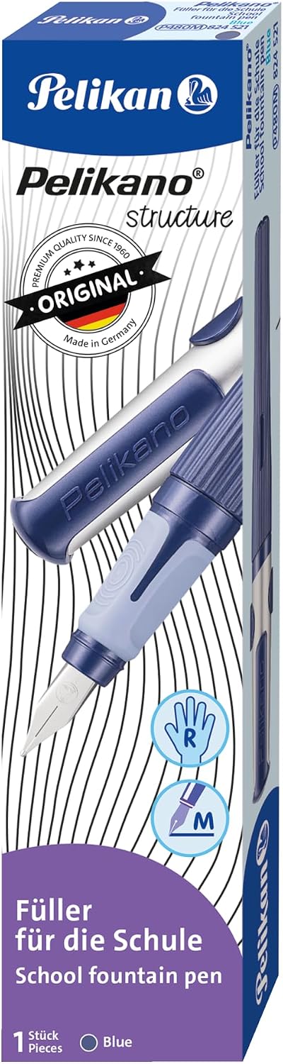 Pelikan fountain pen packaged with royal blue cartridge