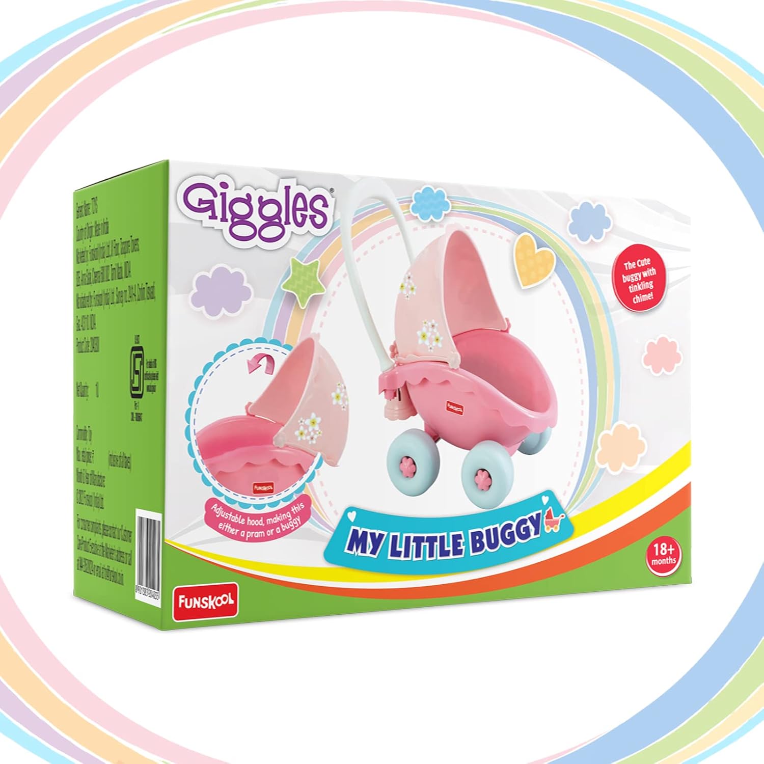 Giggles Funskool My Little Buggy, Adorable Pink Push & Drive Activity & Learning Toys for Babies, Toddlers, for Baby Girls, Encourage Walking, Improve Balance, Gift Set for Kids, Ages 18+ Months - Image 1