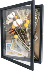 GraduationMall 11x14 Shadow Box Frame Solid Wood Glass Door Display Case with Linen Back and 6 Stick Pins,1.5 inches Interior Depth,Ideal for Memorabilia Pictures Flowers Medals Tickets - Image 9