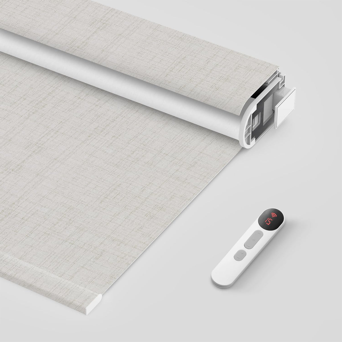 Bringnox motorized window blinds in fully lowered blackout position