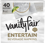 Vanity Fair Entertain Beverage Napkins front view of 40 count pack for premium hosting.
