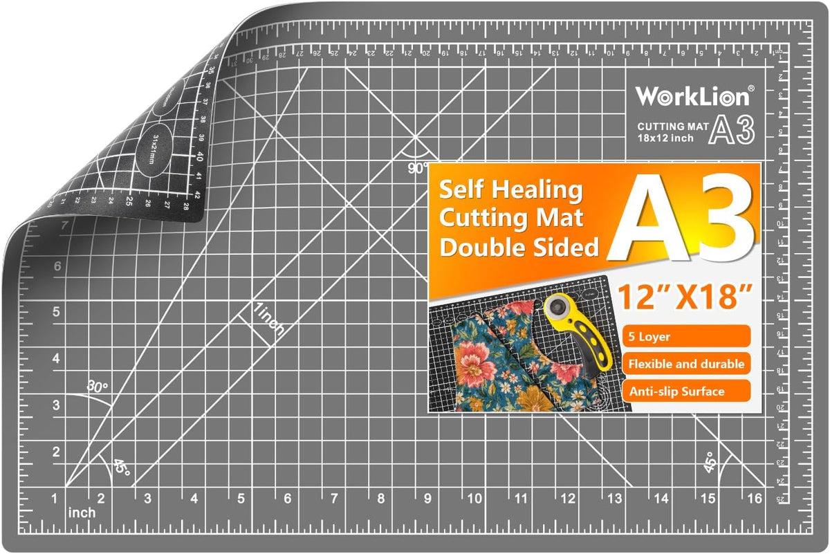 WORKLION Full 9" x 12" Art Self Healing PVC Cutting Mat, Double Sided, Gridded Rotary Cutting Board for Craft, Fabric, Quilting, Sewing, Scrapbooking Project... - Image 9